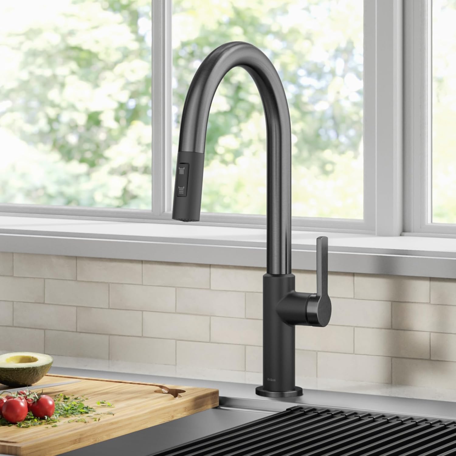 Kraus Oletto Matte Black Pull-Down Kitchen Faucet