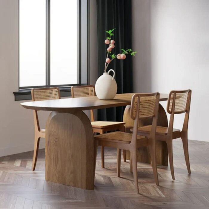 homary 70.9 Japandi Oval Dining Table for 6, Modern Solid Wood Dininer Table for Dining Room, Kitchen, Living Room Mesas de Comedor, Easy Clean