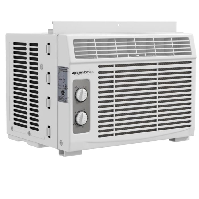 Amazon Basics Window Air Conditioner, 5000 BTU, Cools up to 150 Sq. Ft., White AC Unit, Mechanical Control