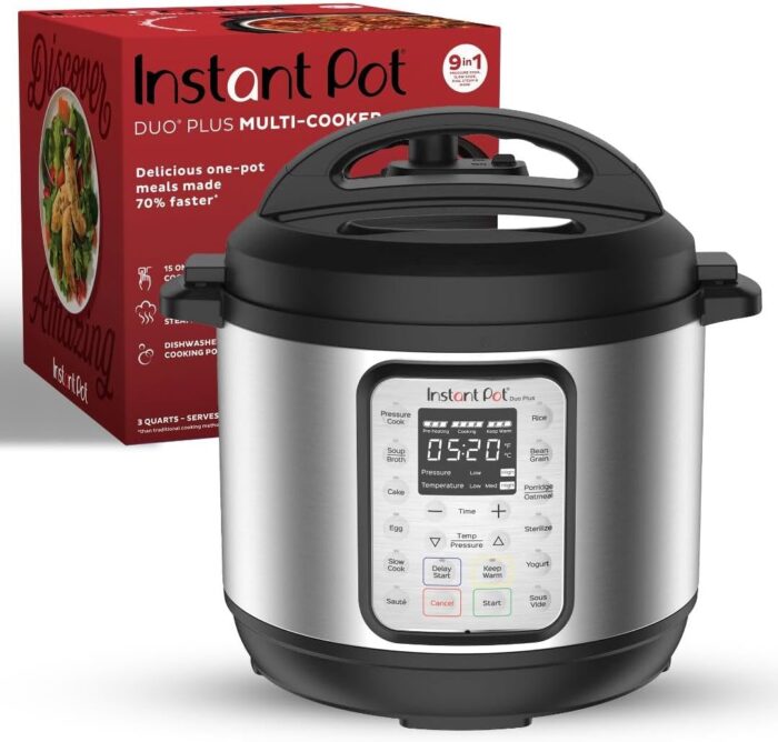 Instant Pot Duo Plus 9-in-1 Electric Pressure Cooker, Slow Cooker, Rice Cooker, Steamer, Sauté, Yogurt Maker, Warmer & Sterilizer, Includes App With Over 800 Recipes, Stainless Steel, 6 Quart