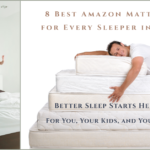 Child jumping on bed and man hugging stacked mattresses — featured image for best mattresses on Amazon in 2025