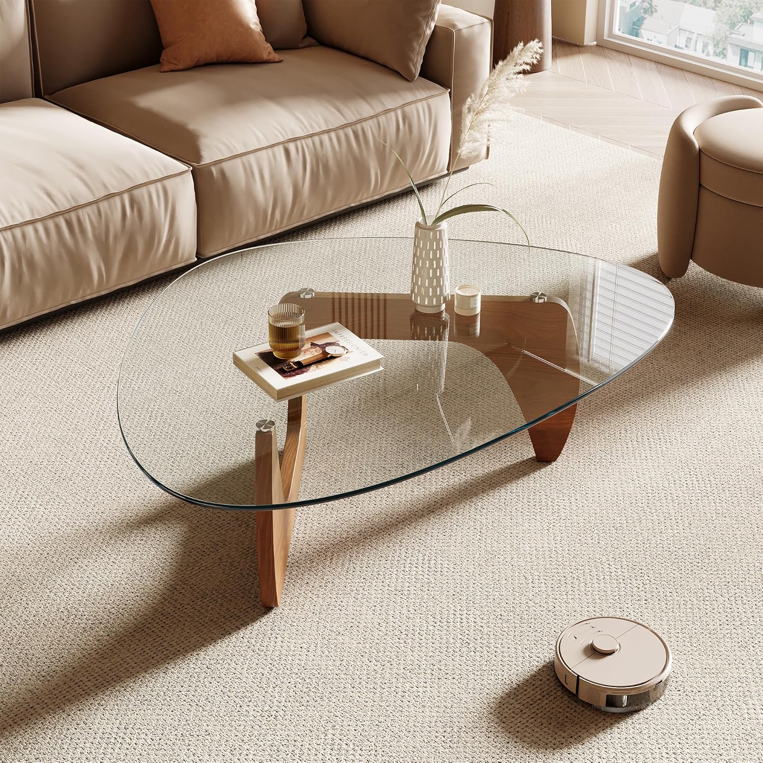 Honyee Modern Glass Coffee Table