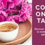 Coffee on the table with flowers – cozy morning styling with peonies and latte.